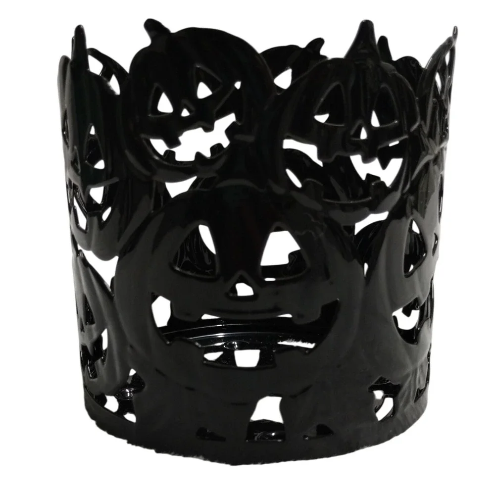 Yankee Candle Black Metal Jack Pumpkin Halloween‎ Candle Holder 4x4 Inches